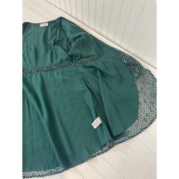 Sage The Label Womens Green V-Neck Polka Dot Embroidered Mini Wrap Dress Size S - Picture 7 of 9